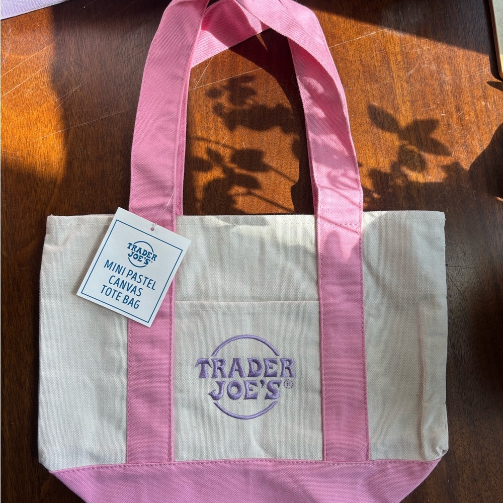 Trader Joe's Pink-Trim Canvas Tote Bag